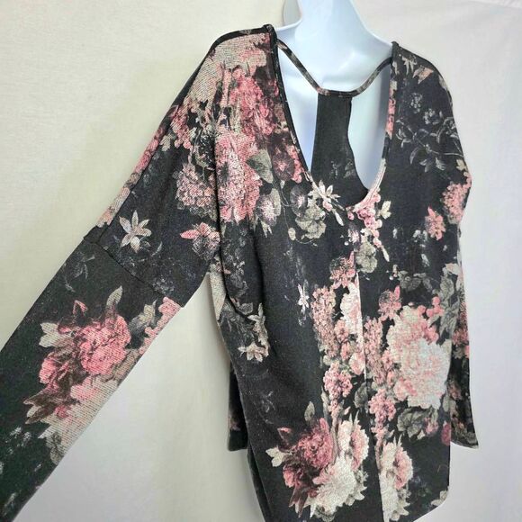Daytrip Floral Long Sleeve Open Back Top XL - Picture 5 of 8